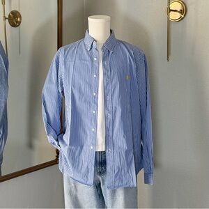 Ralph Lauren Custom Fit Striped Button Down Shirt XL Blue White